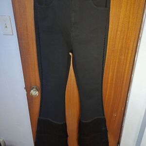 Black Fringed Women's Jeans